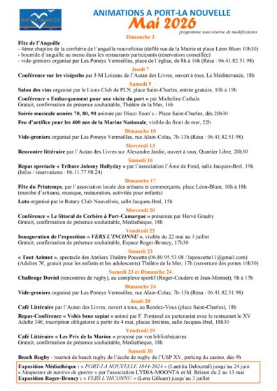 animations du mois de mai 2026